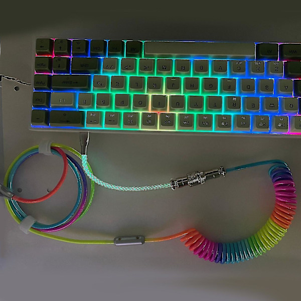 Spiralformad 1,5 m typ C Rgb Usb-kabel för mekaniskt tangentbord Aviator-kontakt