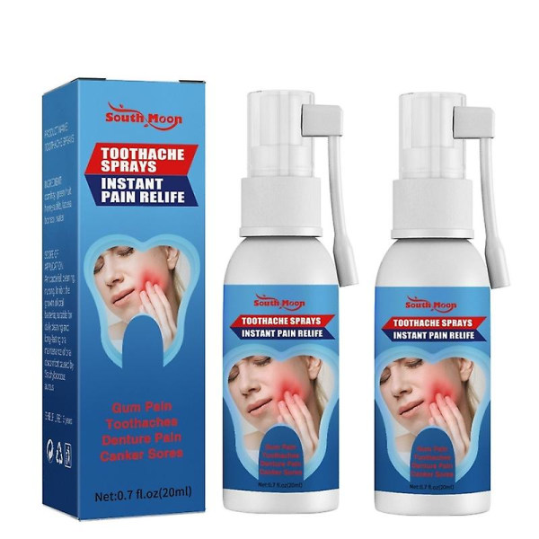 2x Toothache Pain Relief Sprays Inhibition Bacteriostasis, Cleaning Care Oral Cavity To Keep Oral Health Remove Periodontitis