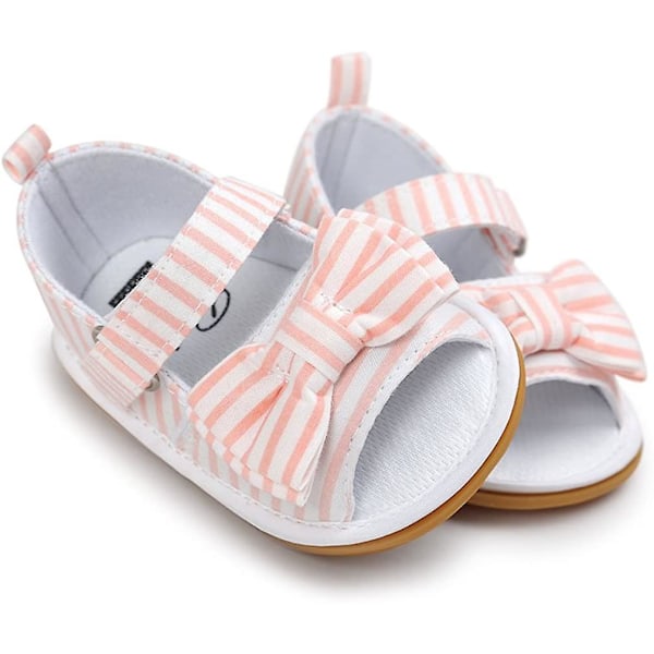 Baby Boys Girls Sandaler Stripe Bow Knot Gummi Sula Non-slip Sommar Toddler Skor pink stripe 4 infant