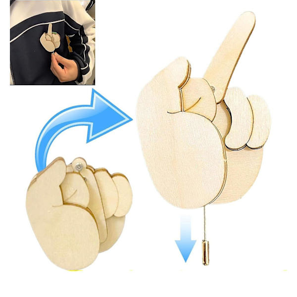 Hauska Puinen Sormi-Solki Keskisormi Pin DIY Ki, Käännettävä Keskisormi Pin