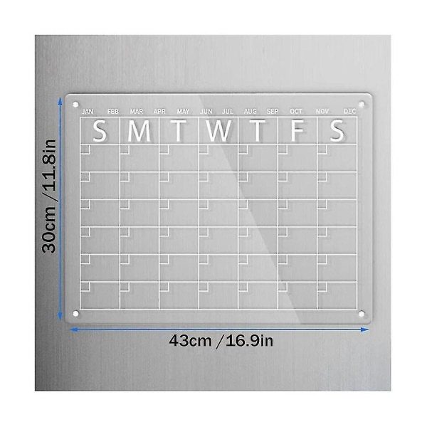 2 stk Magnetiske Tørrmarkørtavler For Kjøleskap Akryl Klar Kalender For Kjøleskap Notattavle Er