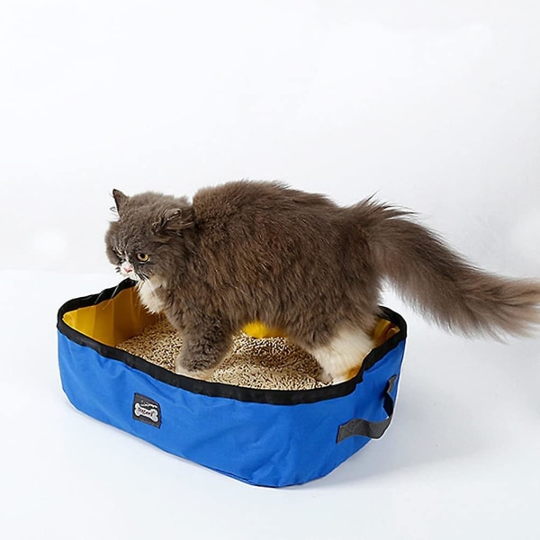 Bærbar kattesøppel Vanntett kattesøppel for reise hjemmebruk (blå)