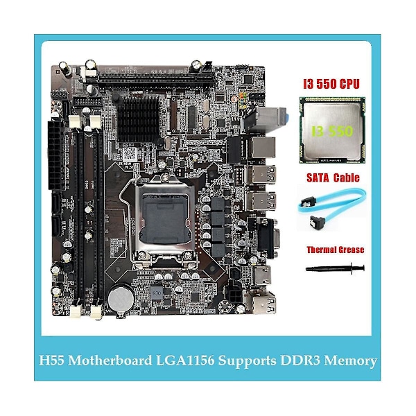 H55 Bundkort LGA1156 Understøtter I3 530 I5 760 Serie CPU DDR3 Hukommelse Bundkort+i3 550 CPU+SATA C