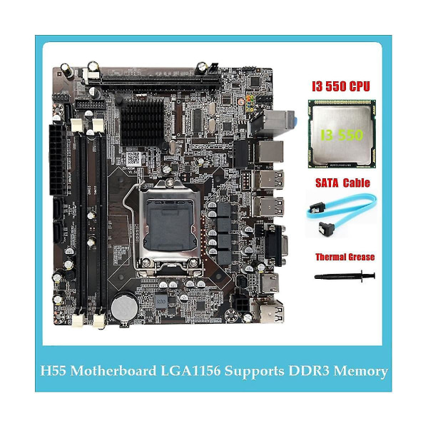 H55 hovedkort Lga1156 støtter I3 530 I5 760 Series Cpu Ddr3 Minne Hovedkort+i3 550 Cpu+sata C