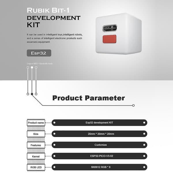 Bit-1 Esp32 Utviklingskort Iot Kit Bluetooth Wifii Diy Sekundær Programmering Med Mpu9250