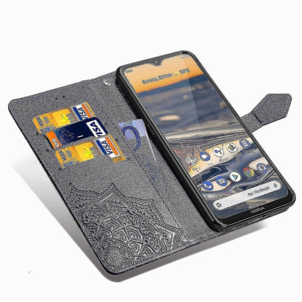 Nokia 5.3 Case Nahkainen Lompakon Cover Kohokuvioitu Mandala Magneettinen Flip Protection Iskunkestävä - Violetti