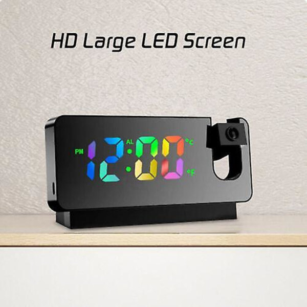 LED Smart Digital Alarm Clock Projektionstemperaturprojektor LCD-skærm Tid