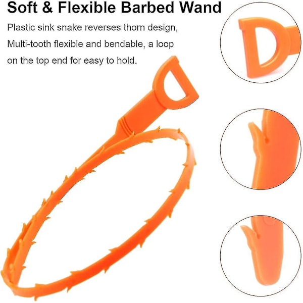 Kompatibel 20 tum hår orm verktyg avlopp öppnare hår stopp remover diskbänk orm orange3pcs