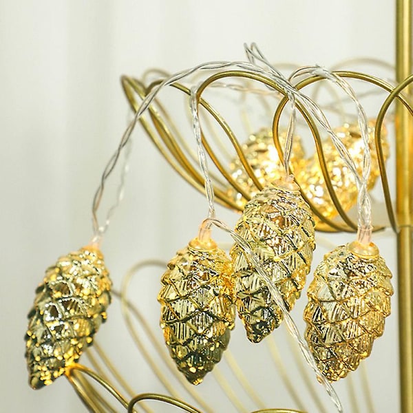 1,5m 10 LED Kongle Lyslenke Juledekorasjon 2024 Julepynt Lysstreng Ornamenter Nyttår Girlander Noel Navidad gold