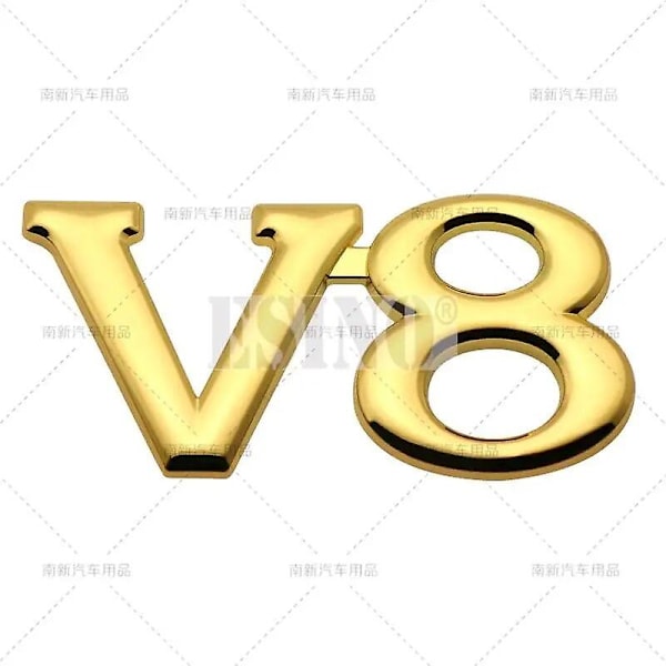 Bilstylning 3D V6 V8 Metall Zink Legering Bakre Bagageutrymme Fender Limmärke Kropp Baklucka Förskjutning Dekorativ Emblem~11621
