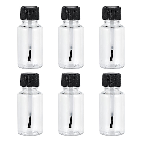 6 stk. 20 ml neglelakflasker tomme neglelak klare flasker med og børste
