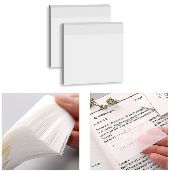 100 st transparenta självhäftande anteckningsblock, genomskinliga självhäftande avtagbara genomskinliga anteckningar