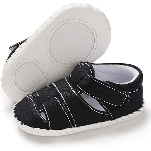 Baby Boys Girls Summer Sandals Soft Sole Canvas Closed Toe Toddler Infant Outdoor Walking Shoes d black 0-6 months infant