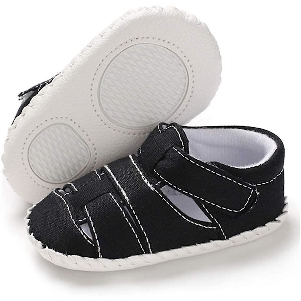 Baby drenge piger sommer sandaler blød sål lærred lukket tå småbørn spædbarn udendørs gåsko d black 0-6 months infant