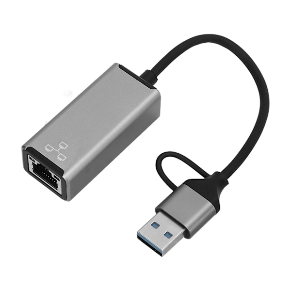 Type-C-Ethernet-sovitin USB A RJ45 -verkko kannettaville tietokoneille, tableteille ja matkapuhelimille