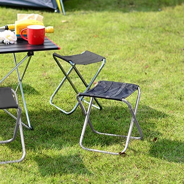 Camping Folding Stools (Sølv), Liten Bærbar Folding Stool, Ultralett Folding Chair, Bærbar Folding