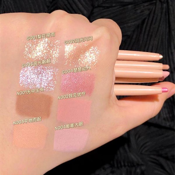 2-i-1 Matt Highlighter & Silkworm Pen Rekommenderad Skugga Dubbelhuvud Hög Glans Eyeliner
