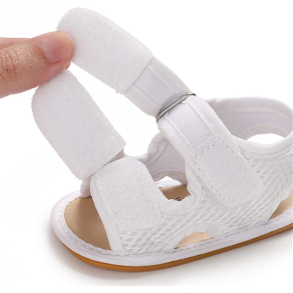 Baby Pojkar Flickor Sommar Sandaler Mjuk Sula Canvas Stängd Tå Småbarn Spädbarn Utomhus Promenadskor f white 12-18 months toddler