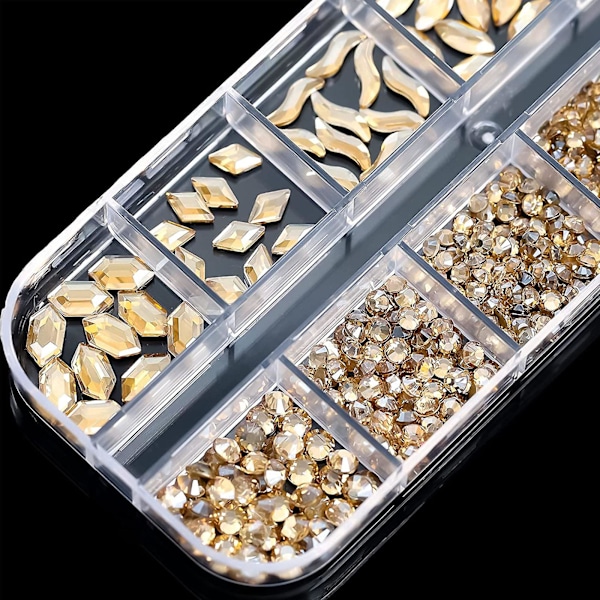 Krystall neglekunst Rhinestones Flatback Glitter Diamond 3d negletipsdekorasjoner KT 18