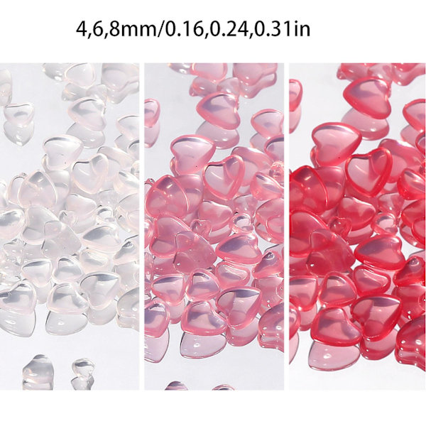 3D søte neglepynt, 100 stk harpiks hjerteform krystall rhinestones av neglekunstdekorasjoner, negleklistremerke neglekunsttilbehør Red