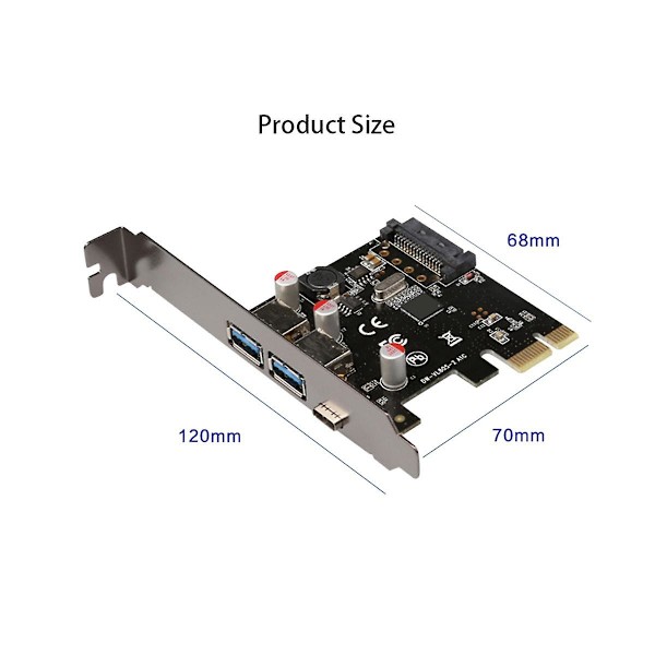 PCIe USB3.1 Type C -laajennuskortti USB-keskitinjakaja työpöydälle PCIe-nousijakortti PCI Express -muunnin
