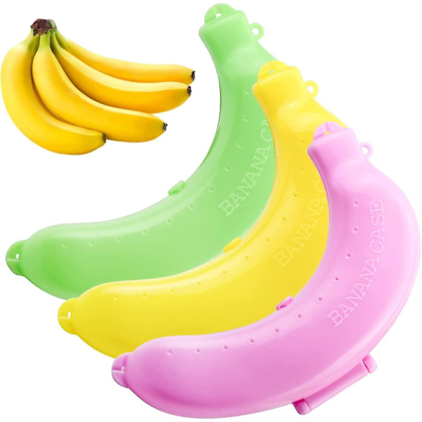 Bananetui - Interessant bananbeskytter oppbevaringsboks gjenbrukbar bananbeskytter etui forskjellige farger banan oppbevaringsbeholder stor bananbeskytter for utendørs