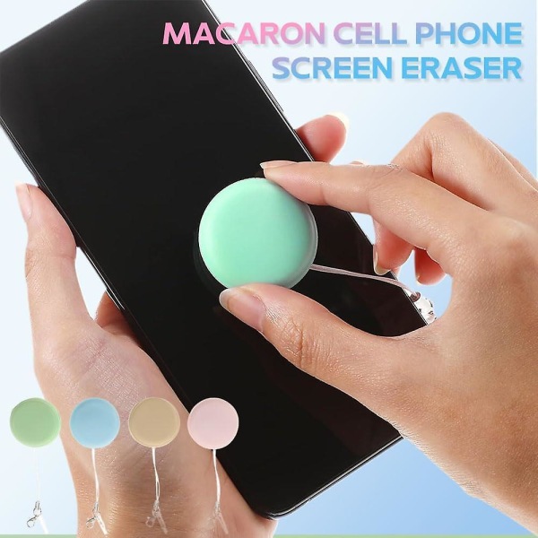 8 stk Macaron Phone Screen Cleaner, Macaron Mobile Phone Screen Cleaner Wipe Balls, Søt mobiltelefon Skjerm anheng