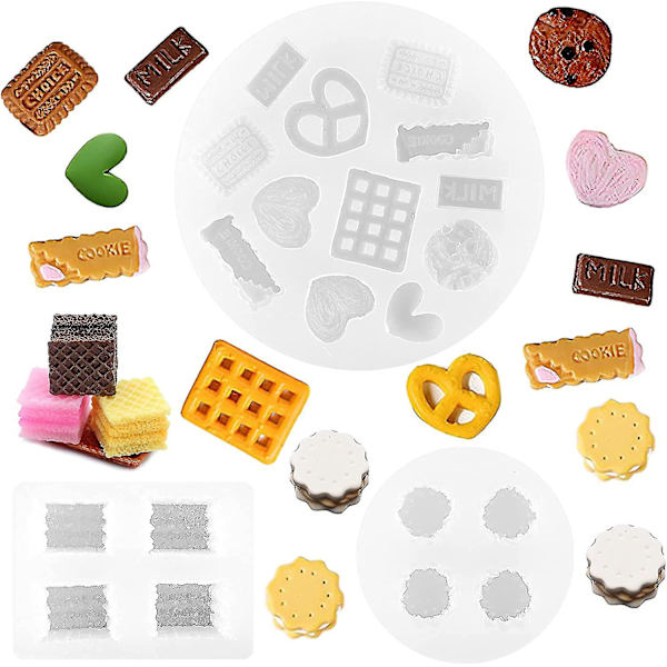 Sæt med 3 fondantforme DIY vaffelkiksforme til kage, chokolade, slik til fødselsdag, dåb, jul