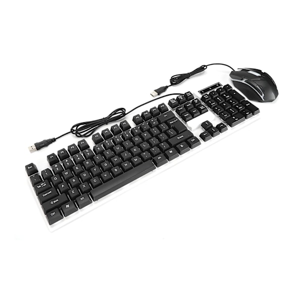 Svart USB-tangentbord och mus-kombination för stationär dator, bärbar dator, notebook T6-möss kontor