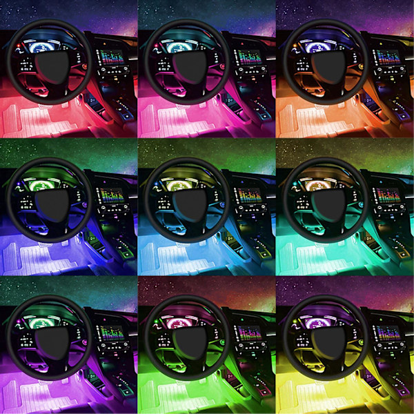 Auton sisätilan valot Diy värillinen LED-valosarja, jossa 12 LEDiä autoihin