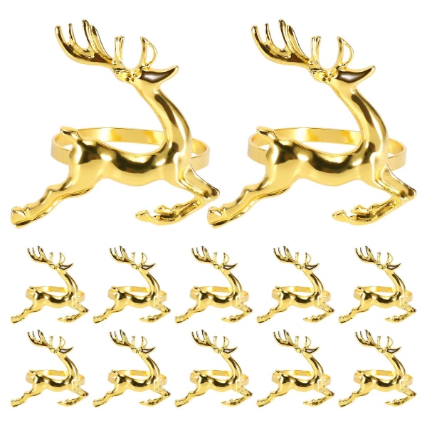 12 st julälg hjort servettringar legering servett bordsdekoration