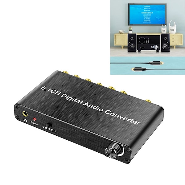 5.1CH Digital Audio Converter Koaksial og SPDIF Optisk til 5.1 Audio Dekoder