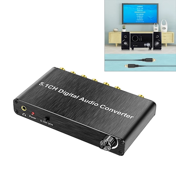 5.1CH Digital Audio Converter Koaxial och SPDIF Optisk till 5.1 Audio Dekoder
