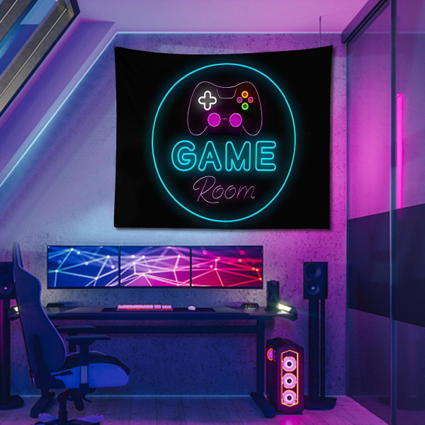 Tapestry Cool Neon Gaming Gobelin Vægophængning Gamer Room Decor Plakat Tapetet, gaveideer til drenge