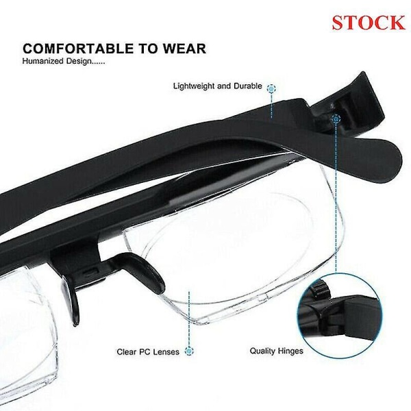 Fokus Justerbare Briller Lesebriller Unisex -3 Til +6 Dioptrier Myopi Briller