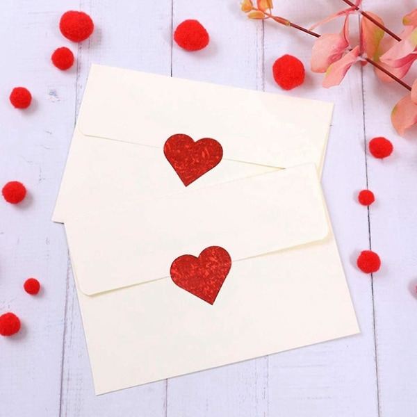 Alla hjärtans dag Glitter Heart Stickers,röda Heart Stickers Roll, Heart Etiketter För årsdagar Weddi