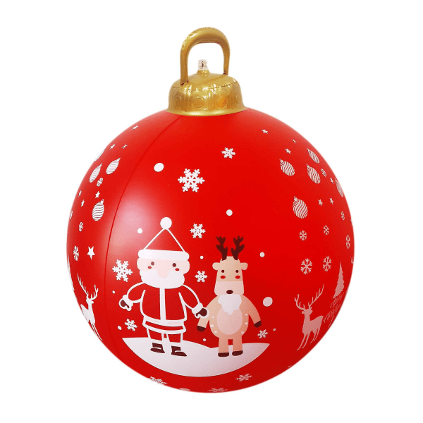 Jullovsdekorationer 60cm Utomhus jul Uppblåsbar dekorerad boll Jätte jul uppblåsbar boll julgransdekorationer med lampa