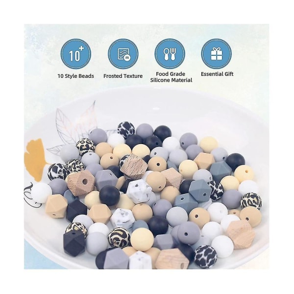112 stk silikone perler til nøglering fremstilling, gør-det-selv halskæde armbånd silikone perler til id-holder