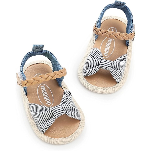 Baby jentesandaler - Sklisikre, myke såler, T-stropp, flip-flops, småbarns første skritt, krybbesko, 3-18 måneder 07 stripe 3-6 months infant