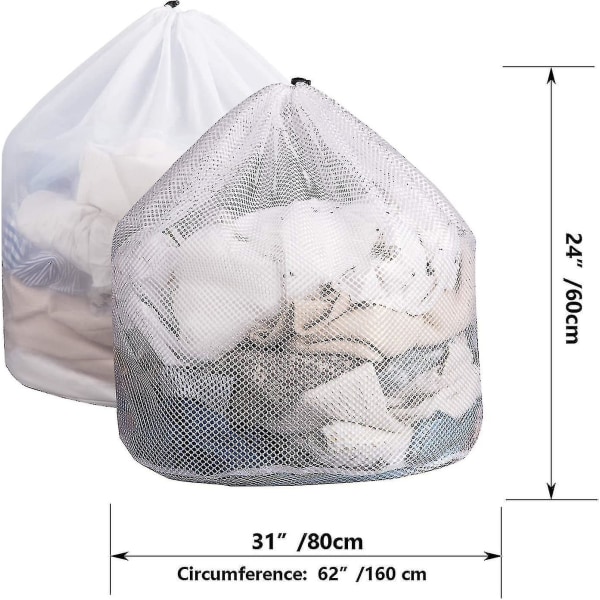 3-pakke mesh vaskeposer med snøring, 31" X 24" solid vaskepose