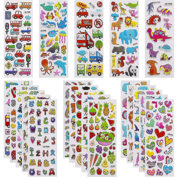 3D-djurklistermärken för barn 52 ark Variety Pack-klistermärken över 1100 inklusive