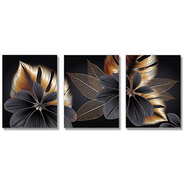 Tavlor Väggdekor Vardagsrum Sovrum Modern Väggkonst Present Bilder Guld Gröna Blommor Växter Ramlös 40*60cm