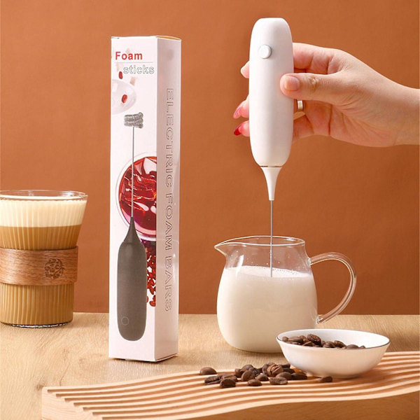 Genopladelig mælkeskummer håndholdt, elektrisk kaffepiske drikkeskum mixer, mini håndmixer bærbar drikkesmixer og mælkeskummer stav