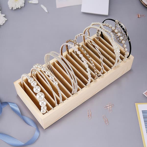 Træ Hovedbøjle Holder Hår Tilbehør Kæder Armbånd Display Organizer Rack