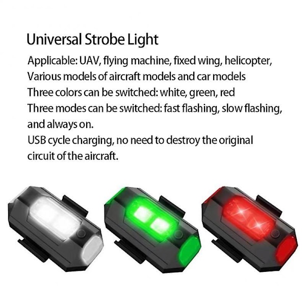 Sykkel Blinkende Baklys 3 Farger Motorsykkel Drone Fly Light Modell Fjernkontroll