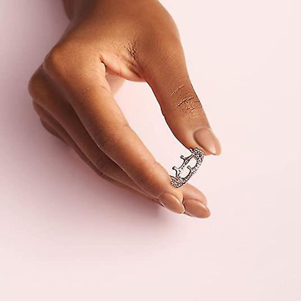 Wabjtam Smycken Rosa Glittrande Krona Kristallring i Pandora Rose