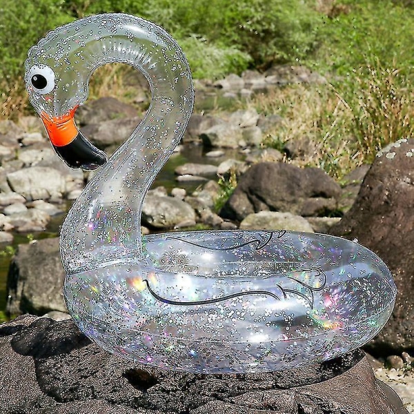 Klar Glitter Flamingo Unicorn Badring för Barn Simcirkel Sommar Uppblåsbar Pool Float Vattenmadrass Poolparty Leksaker