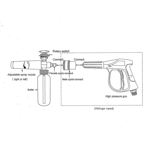 8 Sneskumkanon Justerbar højtryksrenser Skumvaskepistol 1l flaske bilvaskepistol Sneskumlanse med 1/4 tommer lynkobling