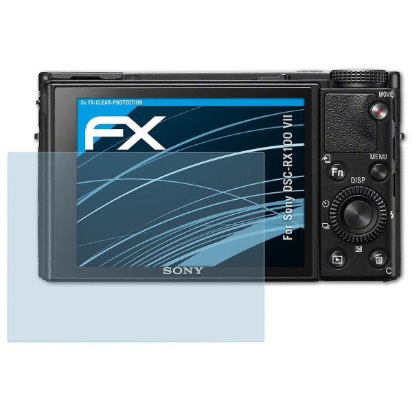 atFoliX 3x skyddsfolie kompatibel med Sony DSC-RX100 VII Displayskyddsfolie klar