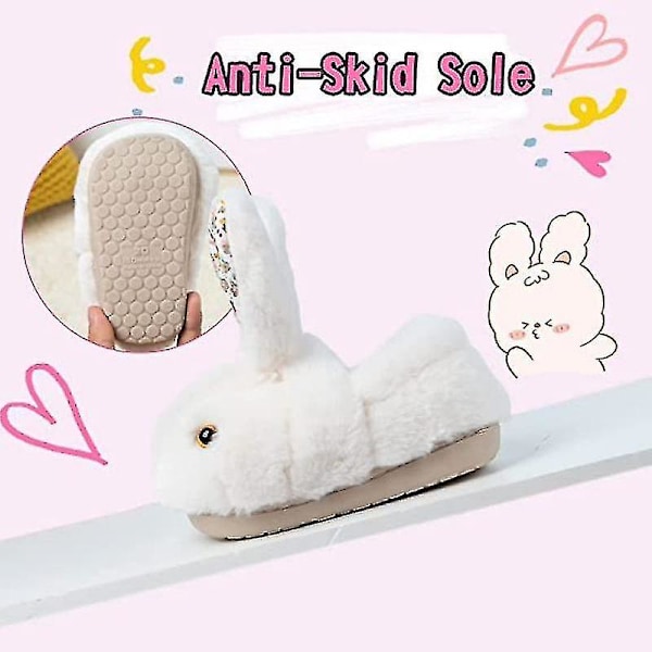 Flicktofflor för flickor och pojkar, söta tofflor med kanindesign, halkfria inomhustofflor för småbarn 5-5.5 infant